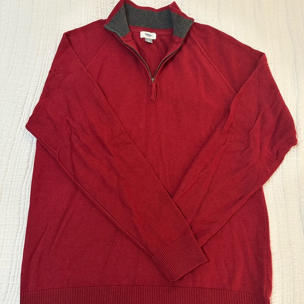 Dark Red Half-Zip Sweater